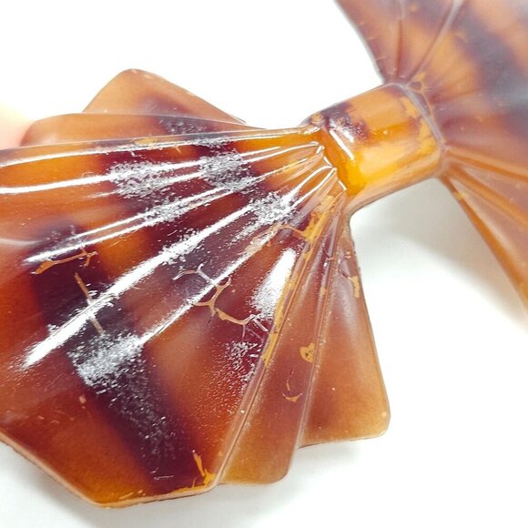 Vintage Mauritius Brown Faux Tortoise Shell Style Bow Hair Clip With Metal Clasp - Picture 3 of 6